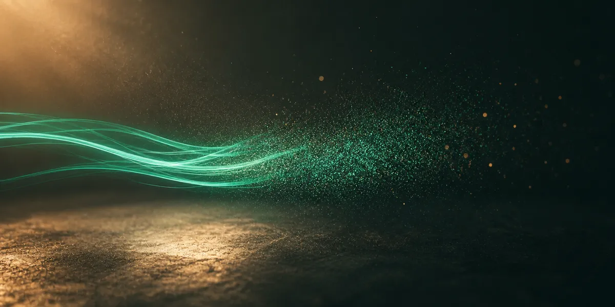 Líneas de luz verde que se desvanecen al atravesar un espacio oscuro, representando llamadas que se pierden antes de convertirse en negocio